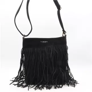 P395- Sac à franges aspect Daim Flora & Co (noir)