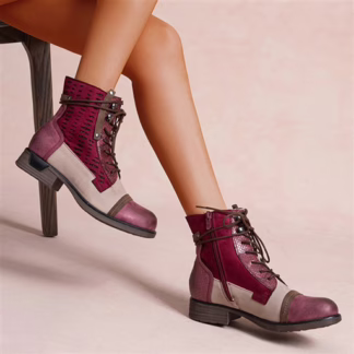 R396- Bottine Patchwork (T36-T42) (bordeaux)