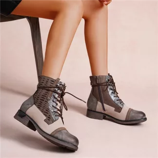 R396- Bottine Patchwork (T36-T42) (kaki)