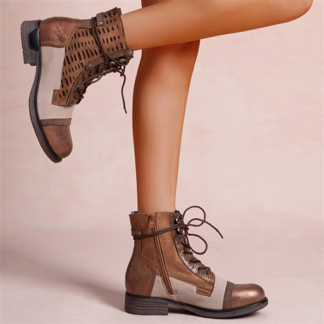 R396- Bottine Patchwork (T36-T42) (camel)