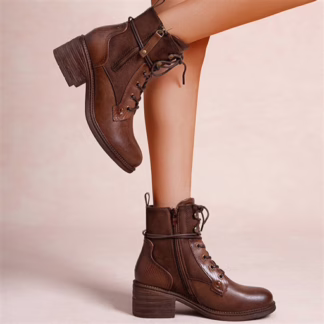 R397- Bottine unie talon médium (T36-T42) (marron)