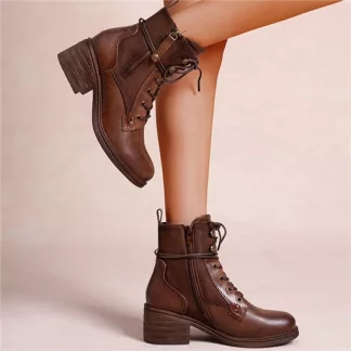 R397- Bottine unie talon médium (T36-T42) (marron)