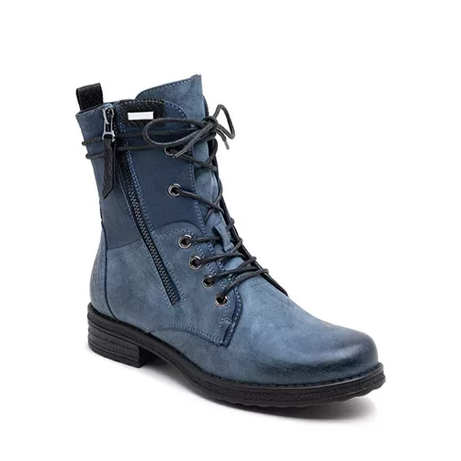 R398- Bottine bi-matière petit talon (T36-T42) (bleu jeans) – Image 3