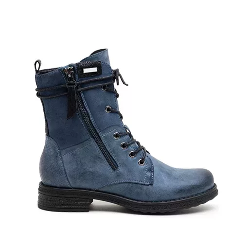 R398- Bottine bi-matière petit talon (T36-T42) (bleu jeans) – Image 4