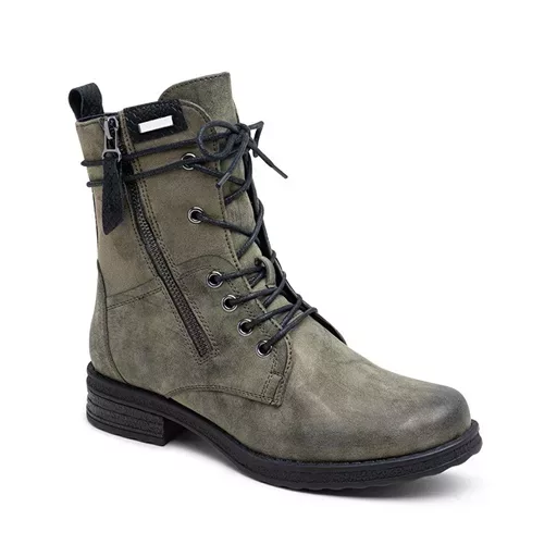 R398- Bottine bi-matière petit talon (T36-T42) (kaki) – Image 3