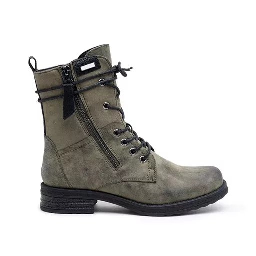 R398- Bottine bi-matière petit talon (T36-T42) (kaki) – Image 4