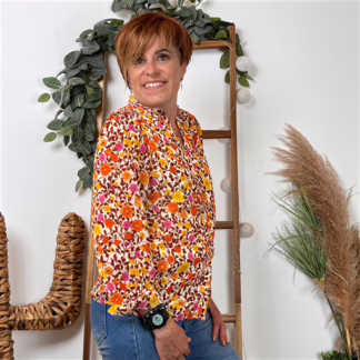 K074- Chemise Cerise Blue (T36-T42) (moutarde)