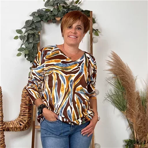 K117- Tunique imprimée (Tu) 🇮🇹 (marron) – Image 4