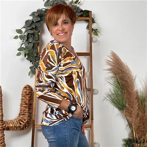 K117- Tunique imprimée (Tu) 🇮🇹 (marron) – Image 2