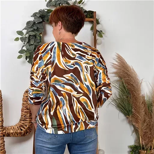 K117- Tunique imprimée (Tu) 🇮🇹 (marron) – Image 3