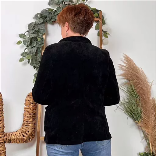K035- Blazer velours (T36-T44) 🇮🇹 (noir) – Image 4