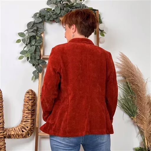 K035- Blazer velours (T36-T44) 🇮🇹 (rouille) – Image 4