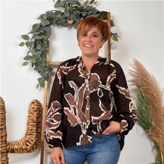 Chemise coton imprimée (Tu) 🇮🇹 (marron)