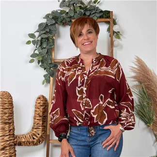 Chemise coton imprimée (Tu) 🇮🇹 (bordeaux)