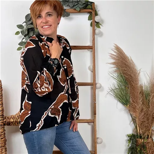 K099- Chemise coton imprimée (Tu) 🇮🇹 (noir) – Image 3