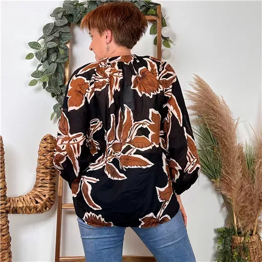 K099- Chemise coton imprimée (Tu) 🇮🇹 (noir) – Image 4