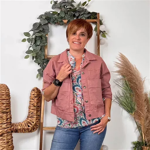 K076- Veste "Lacomy" Coton (Tu) 🇮🇹 (vieux rose) – Image 2