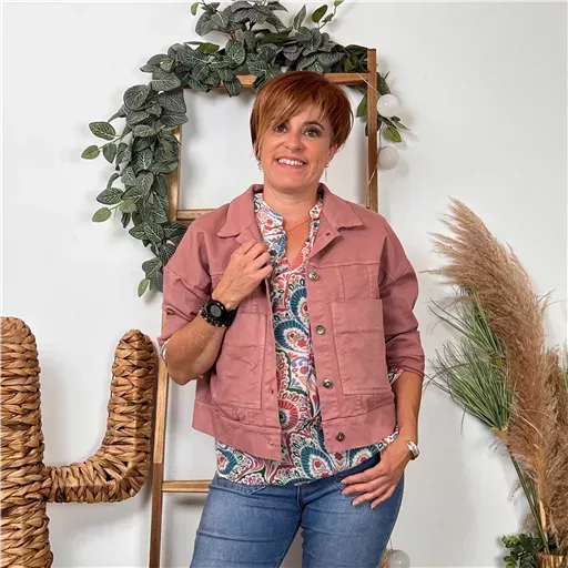 K076- Veste "Lacomy" Coton (Tu) 🇮🇹 (vieux rose) – Image 2