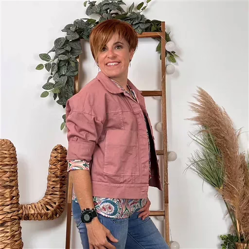 K076- Veste "Lacomy" Coton (Tu) 🇮🇹 (vieux rose) – Image 3