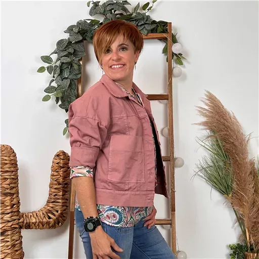 K076- Veste "Lacomy" Coton (Tu) 🇮🇹 (vieux rose) – Image 3