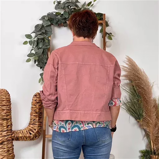 K076- Veste "Lacomy" Coton (Tu) 🇮🇹 (vieux rose) – Image 4