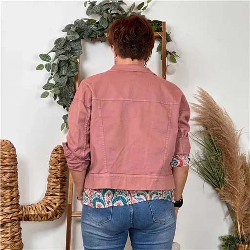 K076- Veste "Lacomy" Coton (Tu) 🇮🇹 (vieux rose) – Image 4