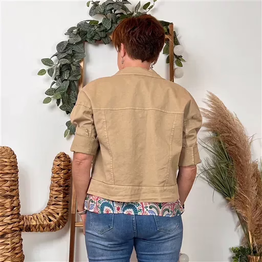 K076- Veste "Lacomy" Coton (Tu) 🇮🇹 (camel) – Image 4