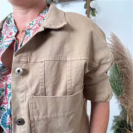 K076- Veste "Lacomy" Coton (Tu) 🇮🇹 (camel) – Image 5