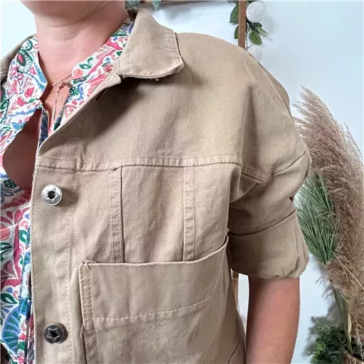 K076- Veste "Lacomy" Coton (Tu) 🇮🇹 (camel) – Image 5