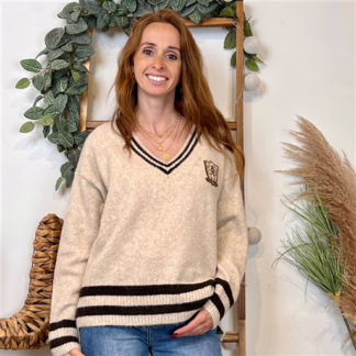 Pull "R" Version Féminin (Tu) (beige)