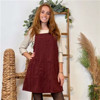 Robe chasuble velours "Season" (T36-T40) (bordeaux)