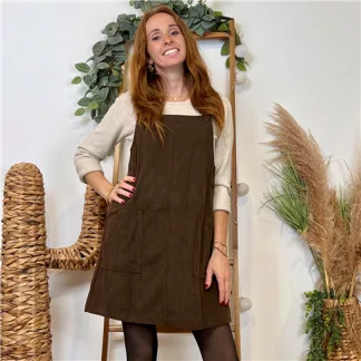 Robe chasuble velours "Season" (T36-T40) (marron)