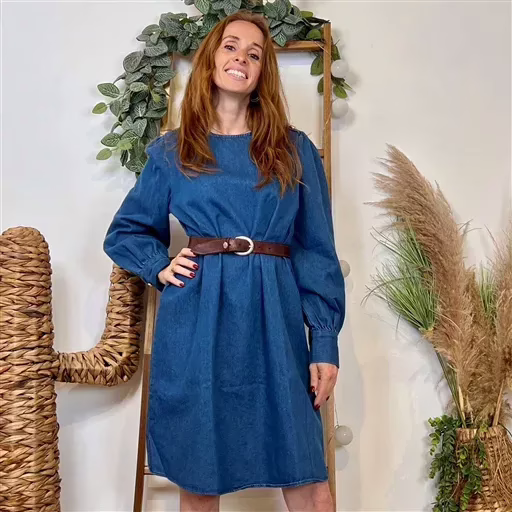 K090- Robe denim "By One" (denim) – Image 5