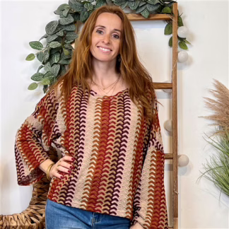 Blouse macramée "Maëlle" (marron)