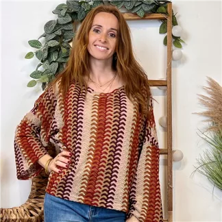 Blouse macramée "Maëlle" (marron)