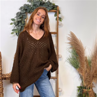 Pull maille ajourée (Tu) 🇮🇹 (marron)