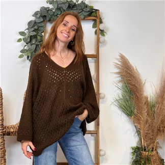 Pull maille ajourée (Tu) 🇮🇹 (marron)