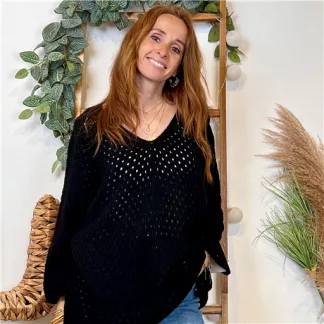 Pull maille ajourée (Tu) 🇮🇹 (noir)