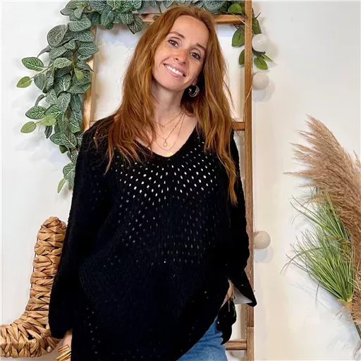 Pull maille ajourée (Tu) 🇮🇹 (noir)