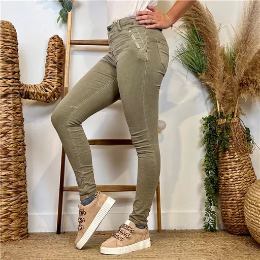 P072- Jean "Poches zippées" Melly.and.Co (Xs-Xl) (beige) – Image 3