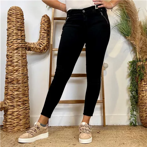 Jean "Poches zippées" Melly.and.Co (Xs-Xl) (noir)
