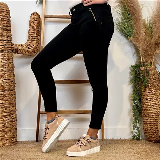 P072- Jean "Poches zippées" Melly.and.Co (Xs-Xl) (noir) – Image 3