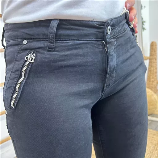 P072- Jean "Poches zippées" Melly.and.Co (Xs-Xl) (noir) – Image 5