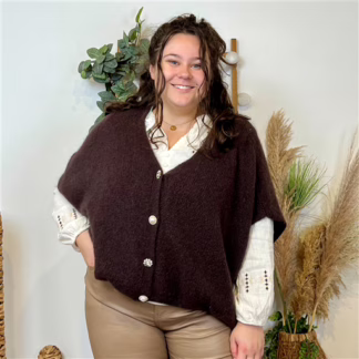 Z083- Gilet boutons fantaisies (Gu) (marron)