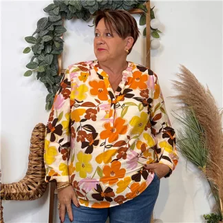 Blouse « Christy » Seventies (T44-T52) (marron)