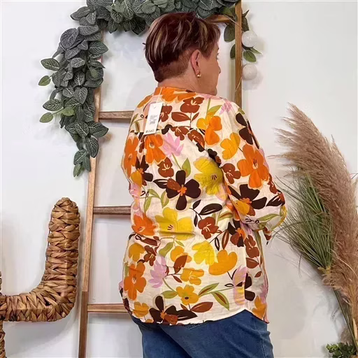 K985- Blouse « Christy "Seventies" (T44-T52) (marron) – Image 4