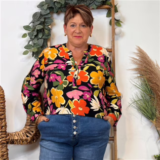 Blouse « Christy » Seventies (T44-T52) (noir)