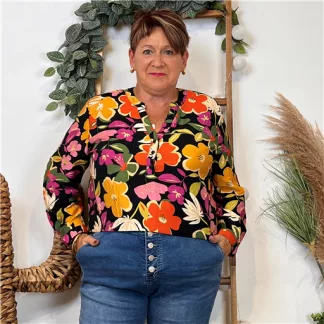 Blouse « Christy » Seventies (T44-T52) (noir)