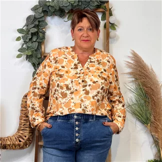 Blouse « Christy » Fleurettes (T44-T52) (camel)