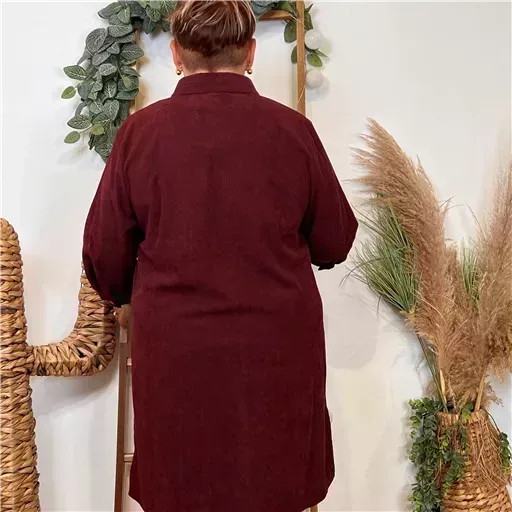 K056- Robe Velours "Maëlle" (T40-T48) (bordeaux) – Image 5